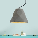 Grey 1 Head Ceiling Pendant Light Vintage Cement Geometric Mini Hanging Lamp, 7