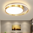 Gold Drum Shaped Ceiling Mount Contemporary 16.5
