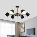 Adjustable Cup Shade Chandelier Nordic Metal 6 Heads Black/White Pendant Ceiling Light for Bedroom