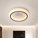 White Doughnut Ceiling Flush Minimalism LED Acrylic Flush Mount Light with Elk/Hot Air Balloon/Star Pattern