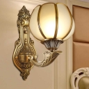 1 Bulb Wall Lighting Fixture Lattice/Frosted Glass Retro Living Room Sconce with Tapered/Dome Shade