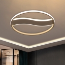 White Wave and Ring Ceiling Flush Modern LED Acrylic Flushmount Light in White/Warm Light, 16