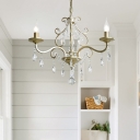 Candlestick Iron Hanging Chandelier Modern 3/6 Bulbs Restaurant Pendant in Gold with Crystal Accent