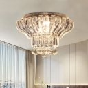 Traditionalist 2-Tier Flush Mount LED Clear K9 Crystal Ceiling Light Fixture for Bedroom
