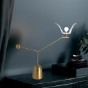 Angled Linear Living Room Desk Light Metallic LED Modernism Nightstand Lamp in Gold