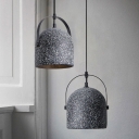 Domed Foyer Hanging Light Antiqued Cement 1 Head White/Black/Grey Pendant Ceiling Lamp with Handle