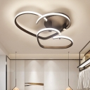 Heart Design Bedroom Ceiling Lamp Acrylic LED Contemporary Semi Mount Lighting in Coffee, White/Warm Light