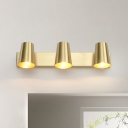 Metallic Brass Vanity Wall Light Conical 1/2/3-Light Retro Style Sconce Light for Bathroom