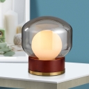 1 Light Night Lamp Country Elliptical Clear Glass Nightstand Light in Brown for Bedroom