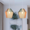 Modernist House Hanging Pendant Rattan 1-Light Dining Room Suspension Lighting in Beige-Blue-Orange