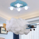 Kids 7 Lights Hanging Pendant White Cloud Wrapped The Plane Suspension Lamp with Cotton Shade