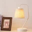 Fabric Barrel Night Table Light Minimalist 1 Light White Desk Lamp for Living Room