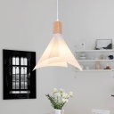White Creative Conical Hanging Light Fixture Modernist Single Head Acrylic Suspension Pendant for Living Room
