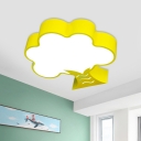 Blue/Red/Yellow Tree Flush Mount Lighting Modernist Acrylic LED Ceiling Mounted Fixture for Nursery