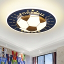 Football Shaped Ceiling Light Flush Mount Contemporary Acrylic Blue/White LED Lighting Fixture for Bedroom