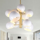 Nordic Bubble Ceiling Chandelier Iron 10 Bulbs Living Room Hanging Light in White