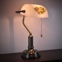 1 Head Rose Night Lamp Vintage Brass Finish Opal Glass Table Light with Pull Chain