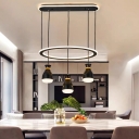 Acrylic Bottle Cluster Pendant Light Contemporary 3 Heads Black Ceiling Lamp with Ring for Dining Room