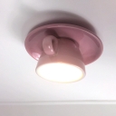 Macaron Coffee Cup Ceiling Mounted Fixture Ceramics 1-Head Bedroom LED Flushmount Light in Pink/Blue/Yellow