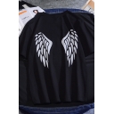 Casual Mens Short Sleeve Crew Neck Wings Printed Relaxed Fit Tee