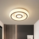 LED Bedroom Flush Ceiling Light Modernist White Flush Mounted Lamp with Doughnut Acrylic Shade