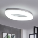 LED Bedroom Ceiling Flush Simple White Flush Mounted Light with Arced Doughnut Acrylic Shade