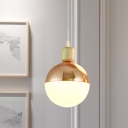 Globe Opal Glass Pendant Light Fixture Modern 1 Head Gold Finish Hanging Ceiling Lamp