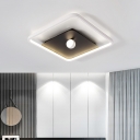 Black and White Square Ceiling Mounted Fixture Modernist Acrylic LED Flush Light with Ball Deco for Bedroom