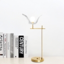 Gold Finish Angled Arm Night Table Light Modernist LED Iron Desk Lamp with Modo Opal Glass Shade