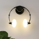Headset Metallic Sconce Light Fixture Cartoon 2-Light White/Black Finish LED Wall Mounted Lamp