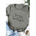 Casual Womens Short Sleeve Crew Neck Letter THIS IS WHAT A FEMINIST LOOKS LILE Slim Fitted Tee Top