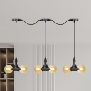 Globe Restaurant Multi Ceiling Light Industrial Amber Glass 6/10/14-Light Black Tandem LED Hanging Lamp Kit