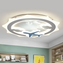 Cartoon Sun Shape Flush Lighting Acrylic LED Bedroom Ceiling Mounted Fixture in White with Plane Pattern