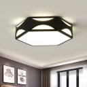 Hexagon Ceiling Mounted Light Modernist Acrylic LED Bedroom Flush Lamp Fixture in Black/White