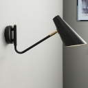 Iron Horn Shade Rotatable Wall Light Factory Single Bedside Sconce Lighting Fixture in Black