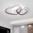 Heart Design Flush Mount Lamp Nordic Acrylic LED Bedroom Close to Ceiling Light in Coffee