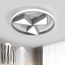 White/Grey Rind and Triangle Flushmount Modernism LED Acrylic Ceiling Flush Mount in White/Warm Light