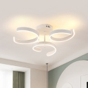 White 3-Arc Semi Mount Lighting Minimalist LED Acrylic Close to Ceiling Lamp, White/Warm Light