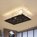4 Bulbs Crystal Block Flushmount Light Minimalist Black Square/Rectangle Bedroom Flush Mounted Lamp