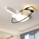 White Guitar Ceiling Lighting Minimalist Acrylic LED Flush Mount with Musical Note for Bedroom