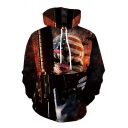 Cool Chic Boys Long Sleeve Drawstring Anime Figure 3D Printed Pouch Pocket Loose Hoodie in Black and Red