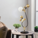 Molecule Living Room Night Lamp White Glass 1-Light Postmodern Table Light in Black-Gold