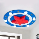 Star Plastic Ceiling Mounted Fixture Cartoon 6 Lights Red and Blue Flush Lighting