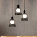 Can Cage Restaurant Multi Pendant Antiqued Metal 3 Heads Black Finish Ceiling Hang Fixture