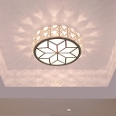 Modernism Circle Ceiling Light Fixture Clear Crystal LED Flushmount in Warm/White Light for Foyer
