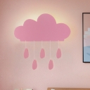 Cartoon Rain Cloud Shape Wall Light Sconce Acrylic LED Bedside Wall Mounted Lamp in Blue/Pink