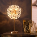 Brass Dandelion Shape Table Light Modernist Flower Crystal LED Bedside Nightstand Lamp