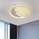 Creative LED Flush Mount Lamp White Crescent Ceiling Light with Acrylic Shade in Warm/White Light