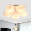 3/5 Heads Living Room Flush Mount Modernist White Flush Lighting with Shell Cream Glass Shade
