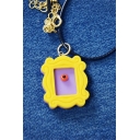 Popular Show Photo Frame Shape Resin Necklace in Yellow